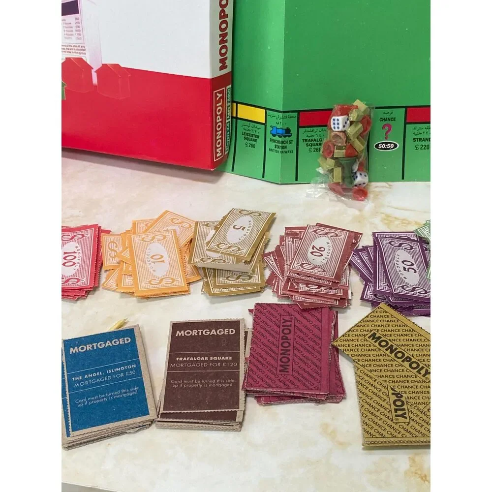 Vintage Rare Arabic Monopoly Game Complete Made in Pakistan Britain Real Estate